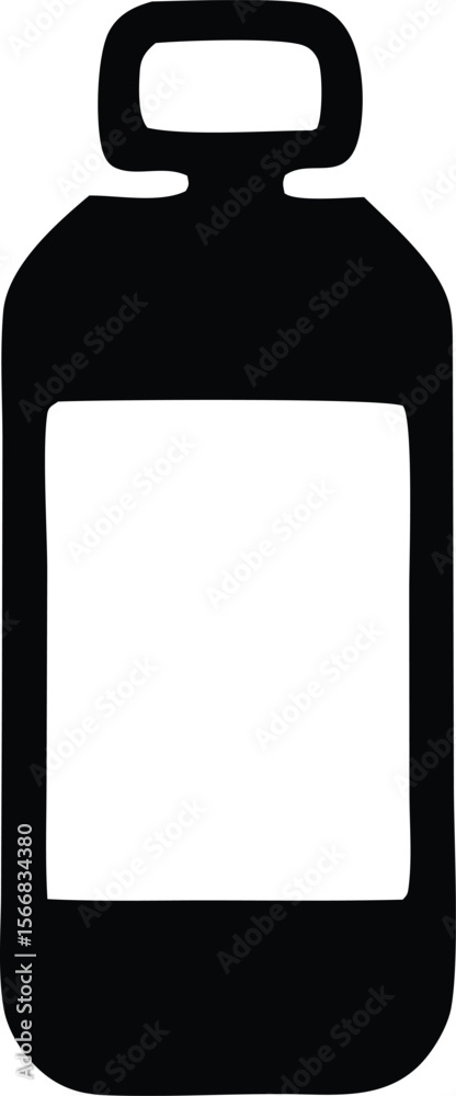 Poster simple black silhouette of a rectangular jar with a rounded handle and a blank label space for text 