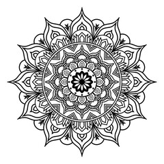 Intricate Hand-Drawn Mandala Pattern – Boho Style Floral Circular Ornament for Coloring, Yoga, Meditation, and Decor.