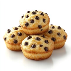 Soft and fluffy chocolate chip muffins arranged in a delightful pyramid shape