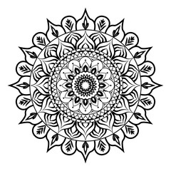Intricate Hand-Drawn Mandala Pattern – Boho Style Floral Circular Ornament for Coloring, Yoga, Meditation, and Decor.