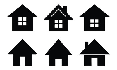 Collection home icons. House symbol. Set of house black silhouette vector on white background