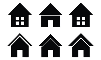 Collection home icons. House symbol. Set of house black silhouette vector on white background
