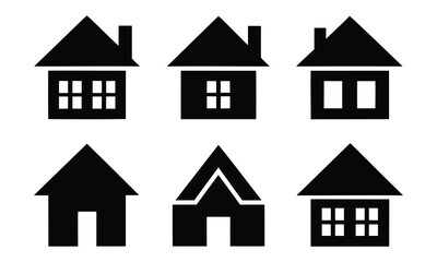 Collection home icons. House symbol. Set of house black silhouette vector on white background