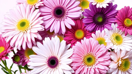dense bouquet of magenta, pink and white flowers forming a natural seamless background