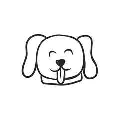 Playful Hand-Drawn Puppy Dog Face with Tongue Out and Happy Expression