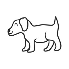 Adorable Hand-Drawn Happy Puppy Dog in Side View Outline