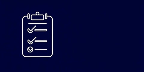 Thin line icon of a checklist representing project completion and organization,  deadline,  illustration
