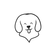 Cute Hand-Drawn Dog Face with Happy Expression and Tongue Out