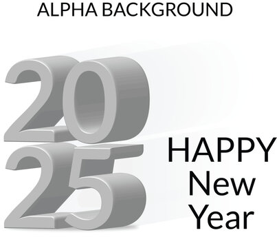 Editable text vector 2025 silver 3D EPS with transparent background