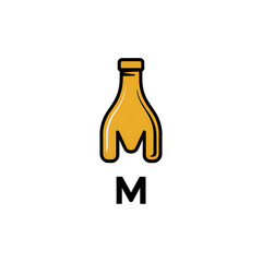 Creative logo design featuring a stylized golden bottle shape that cleverly incorporates the letter m and the text im in black on a white background