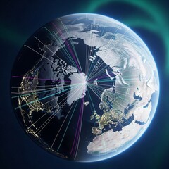 globe on the background of the earth connectivity