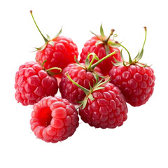 Collection set of fresh raspberries isolated on transparent background