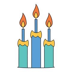 Colorful birthday candles with bright flames, lined up on a cake, creating a warm, festive glow perfect for wishes, celebration, and joyful birthday moments.
