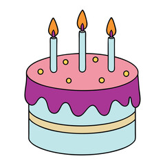 Sweet birthday cake with colorful frosting, lit candles, and sprinkles, ready to celebrate with joy and wishes, creating a perfect festive moment for your special day.
