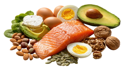 Keto Meal: A macro-balanced Keto meal, artfully arranged and ready to nourish the body, featuring a vibrant assortment of healthy fats, proteins, and essential nutrients.