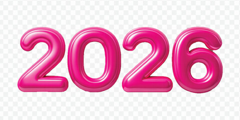 abstract 3d 2026 text made in different color style isolated on transparent background