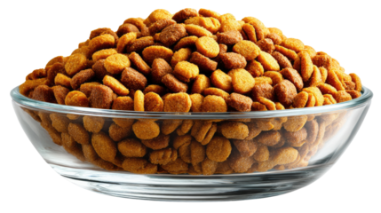 Pet Food: A clear glass bowl overflows with tempting, nutritionally balanced pet food. The image conveys the essence of animal nourishment.