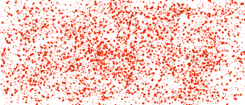 Abstract Red Speckles Scattered  on transparent background