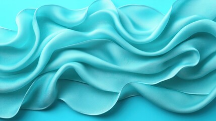 Fototapeta premium Delicate fabric flows smoothly, undulating softly against a bright turquoise backdrop