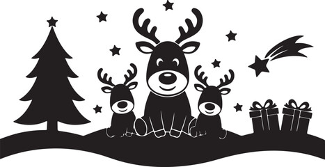Fototapeta premium Adorable Reindeer Family Christmas Illustration Festive Fun for the Holidays