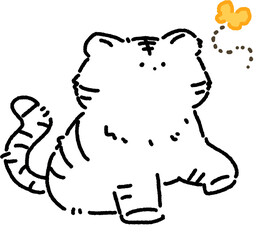 Cute tiger illustration png