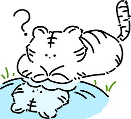Cute tiger illustration png