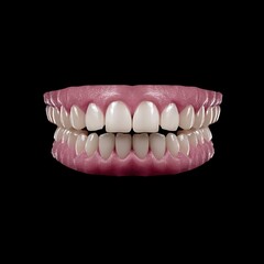 Obraz premium A vivid 3D model showcases a full set of teeth and gums for dental health