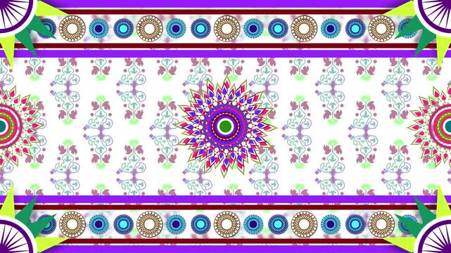 Animated indian traditional pattern and design in different colours. concept for decoration and traditional holiday celebration.