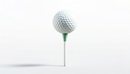 White Golf Ball on Green Tee Minimalist Product Photography Studio Shot Isolated on White Background Clean Design