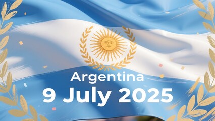 Argentina national day celebration on july 9 2025 with sun emblem and confetti