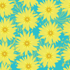 seamless pattern with yellow flowers decorative design