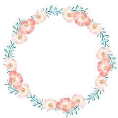 watercolor flower frame circle