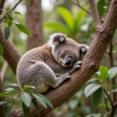 Fototapeta premium Sleeping koala on the tree
