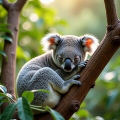 Obraz premium Sleeping koala on the tree