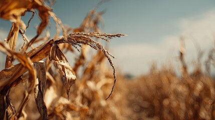 Fototapeta premium Dried corn stalks, close-up view