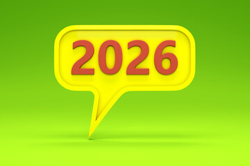 New Year 2026 Creative Design Concept with notification symbol - 3D Rendered Image	

