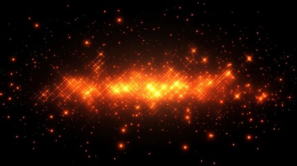 Orange sparkles twinkle in the dark, creating an enchanting atmosphere