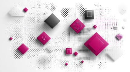 Colorful geometric shapes create an engaging abstract composition on a clean surface