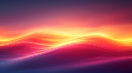 Waves of vibrant light blend together, creating a mesmerizing sunset landscape