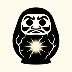 A funny, black and white cartoon monster with a skull-like head and an egg-shaped body creates a spooky, yet whimsical Halloween illustration