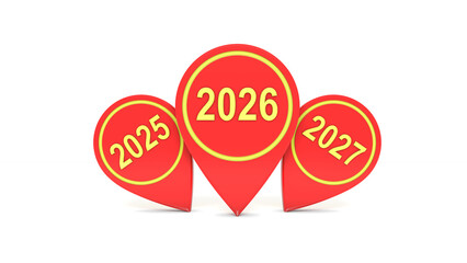 New Year 2026 Creative Design with Location icon Concept - 3D Rendered Image	
