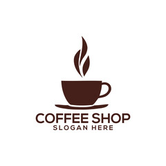coffee shop silhouette logo vector line art logo design