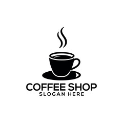 coffee shop silhouette logo vector line art logo design