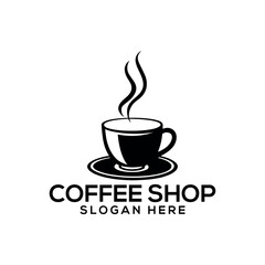 coffee shop silhouette logo vector line art logo design
