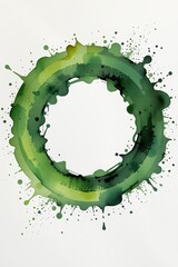 Circular Green Watercolor Splash with Space for Text or Images
