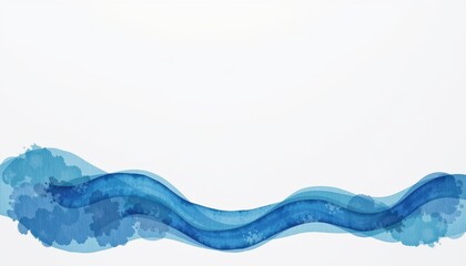 Abstract Watercolor Waves in Shades of Blue on White Background