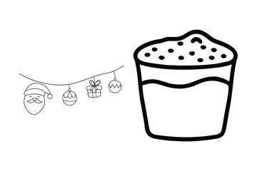 Festive drink with santa and ornaments christmas beverage