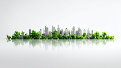 Green Cityscape A Sustainable Urban Future with Lush Greenery Reflected in a Clean Environment