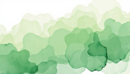 Soft Green Watercolor Background with Abstract Organic Shapes