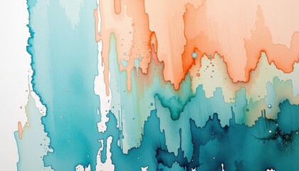 Vibrant Abstract Alcohol Ink Art with Blue and Coral Tones